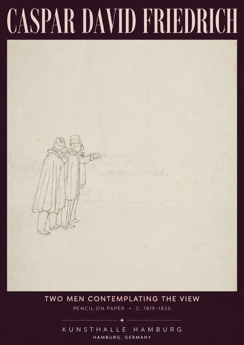 Caspar David Friedrich Two Men Contemplating the View No4 - Poster