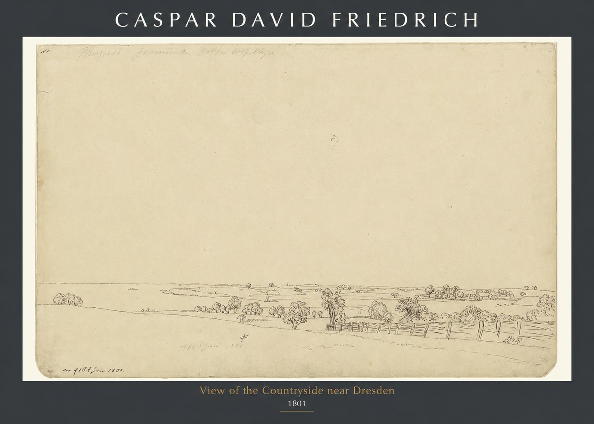 Caspar David Friedrich View of the Countryside Near Dresden No1 - Poster