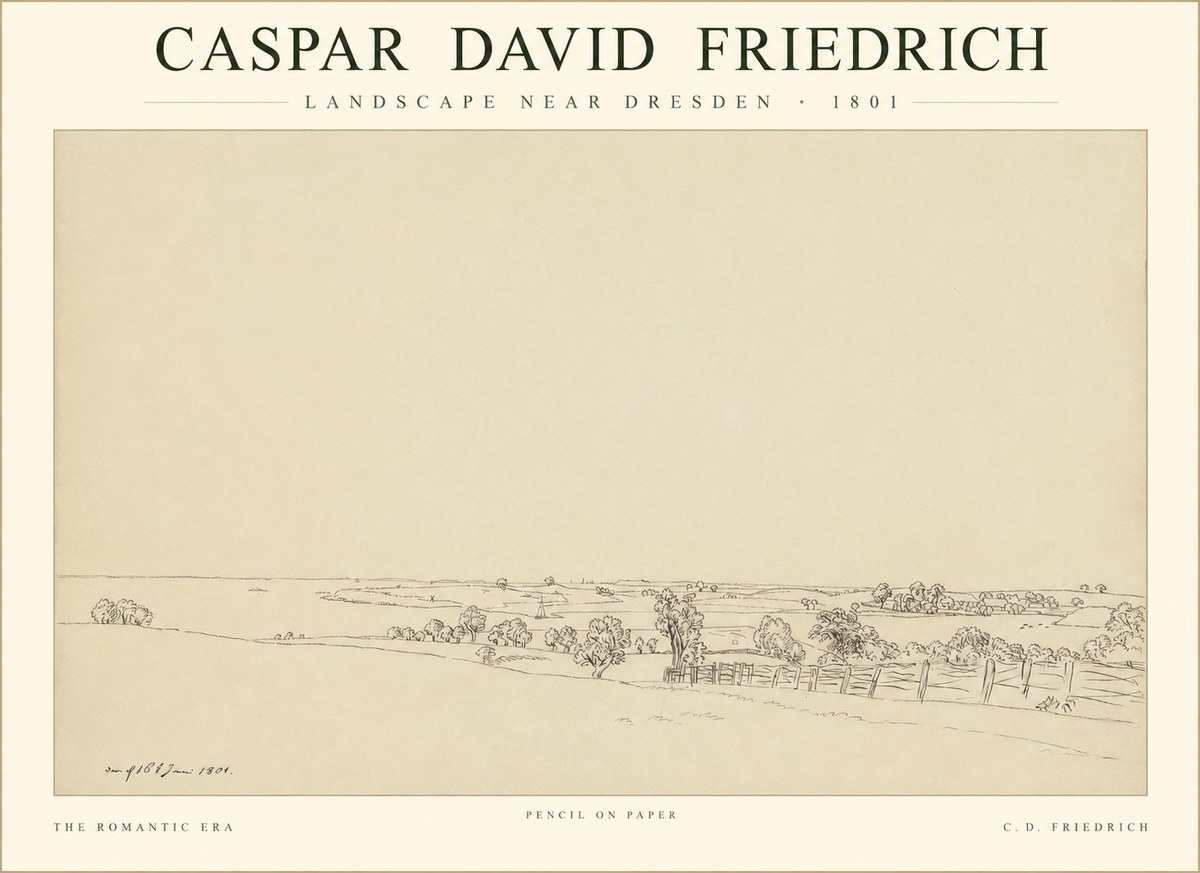 Caspar David Friedrich View of the Countryside Near Dresden No3 - Poster
