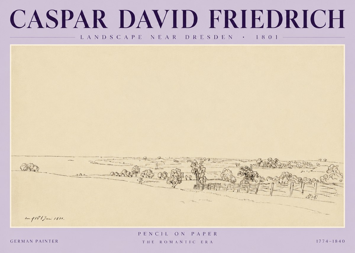 Caspar David Friedrich View of the Countryside Near Dresden No6 - Poster