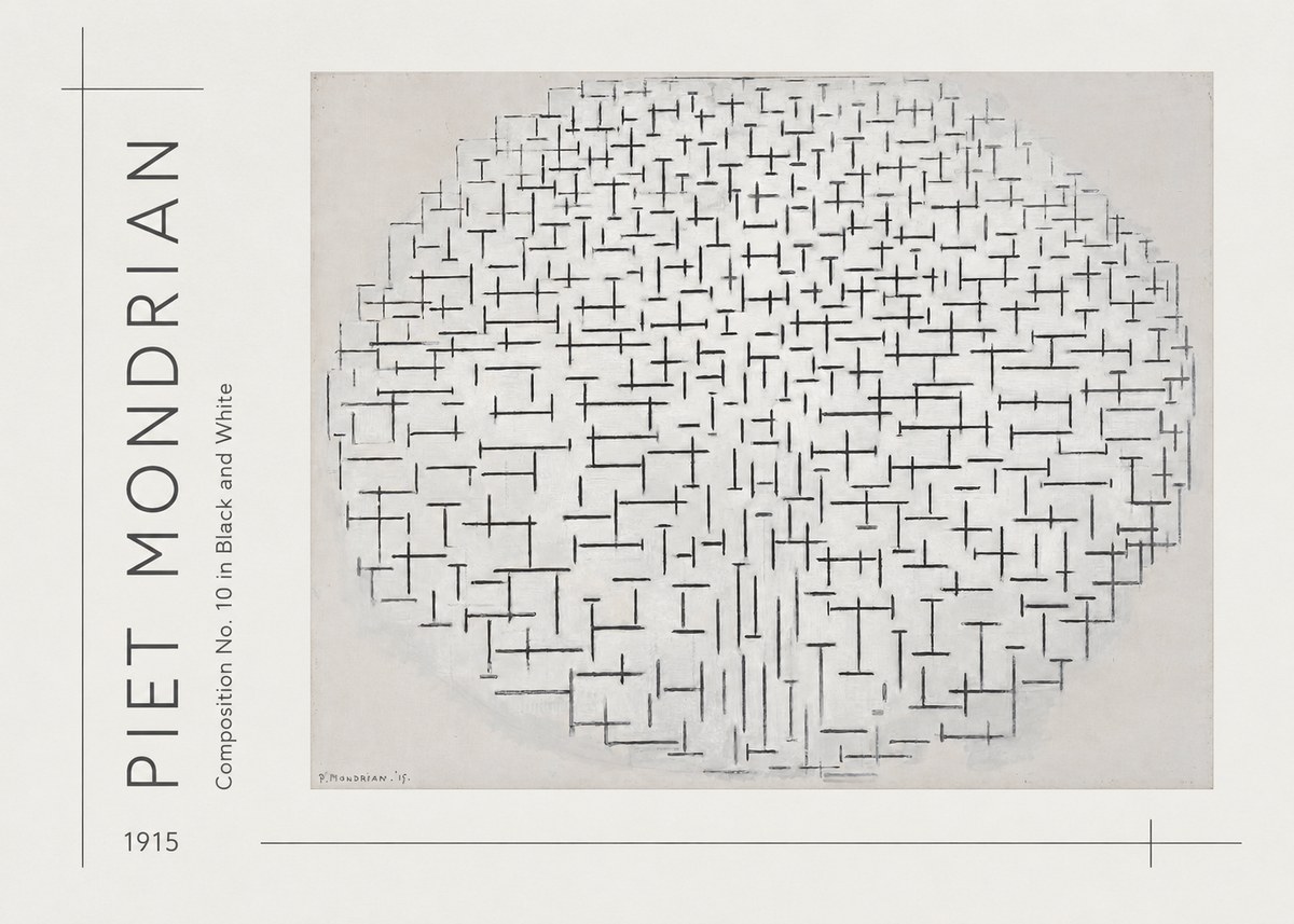 Piet Mondrian Composition 10 in Black and White No3 - Poster