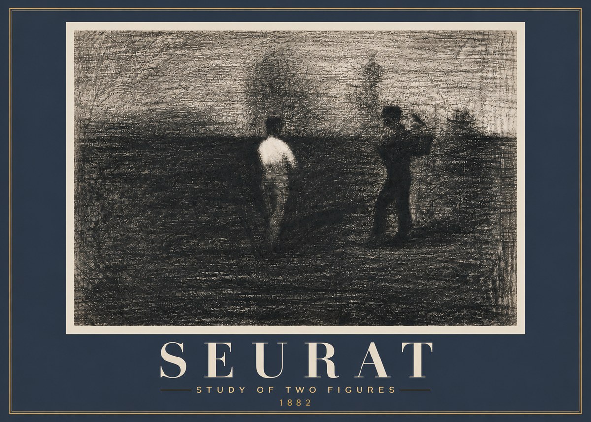 Seurat Study of Two Figures No6 - Poster