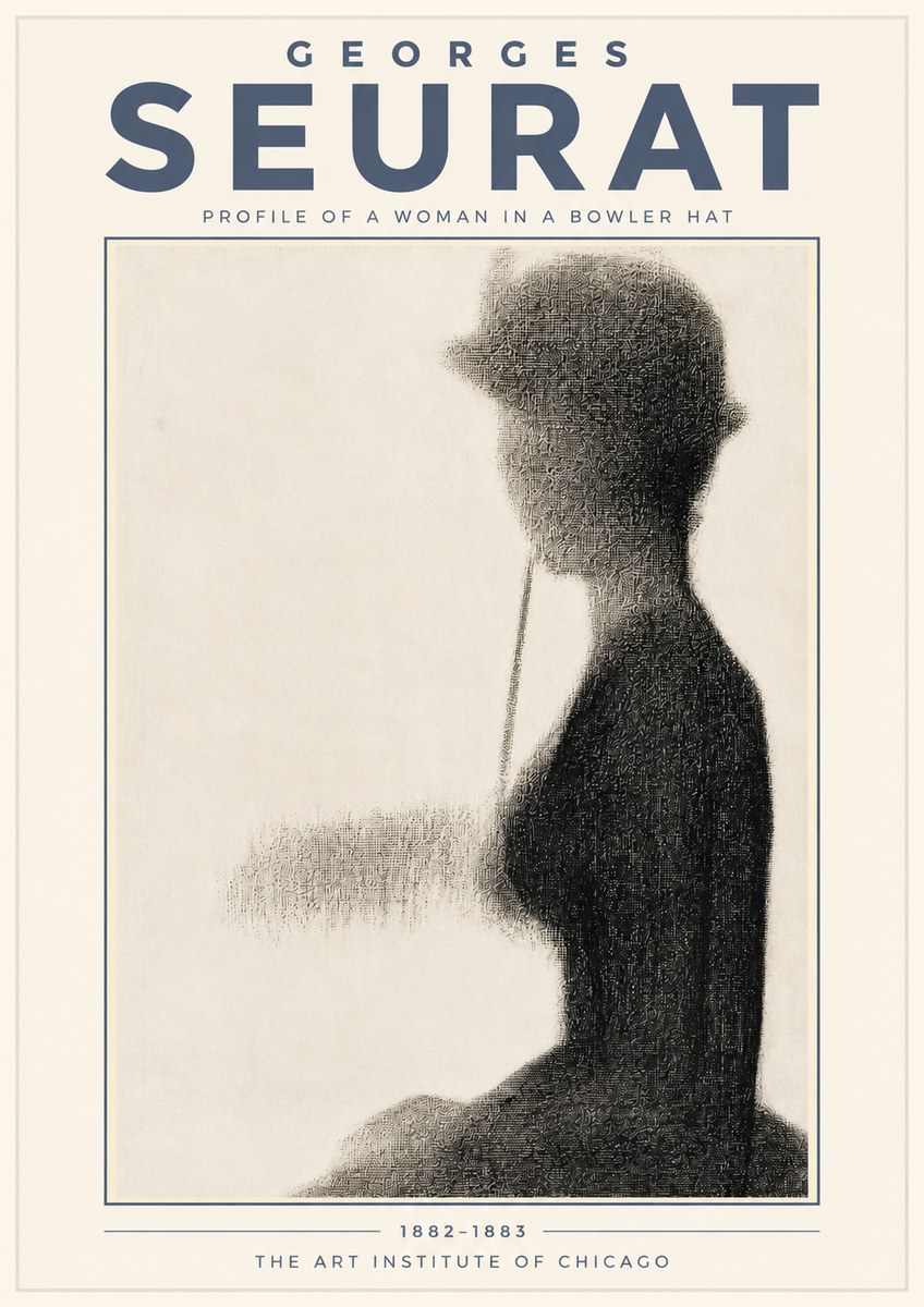 Seurat Profile of a Woman in a Bowler Hat No4 - Poster