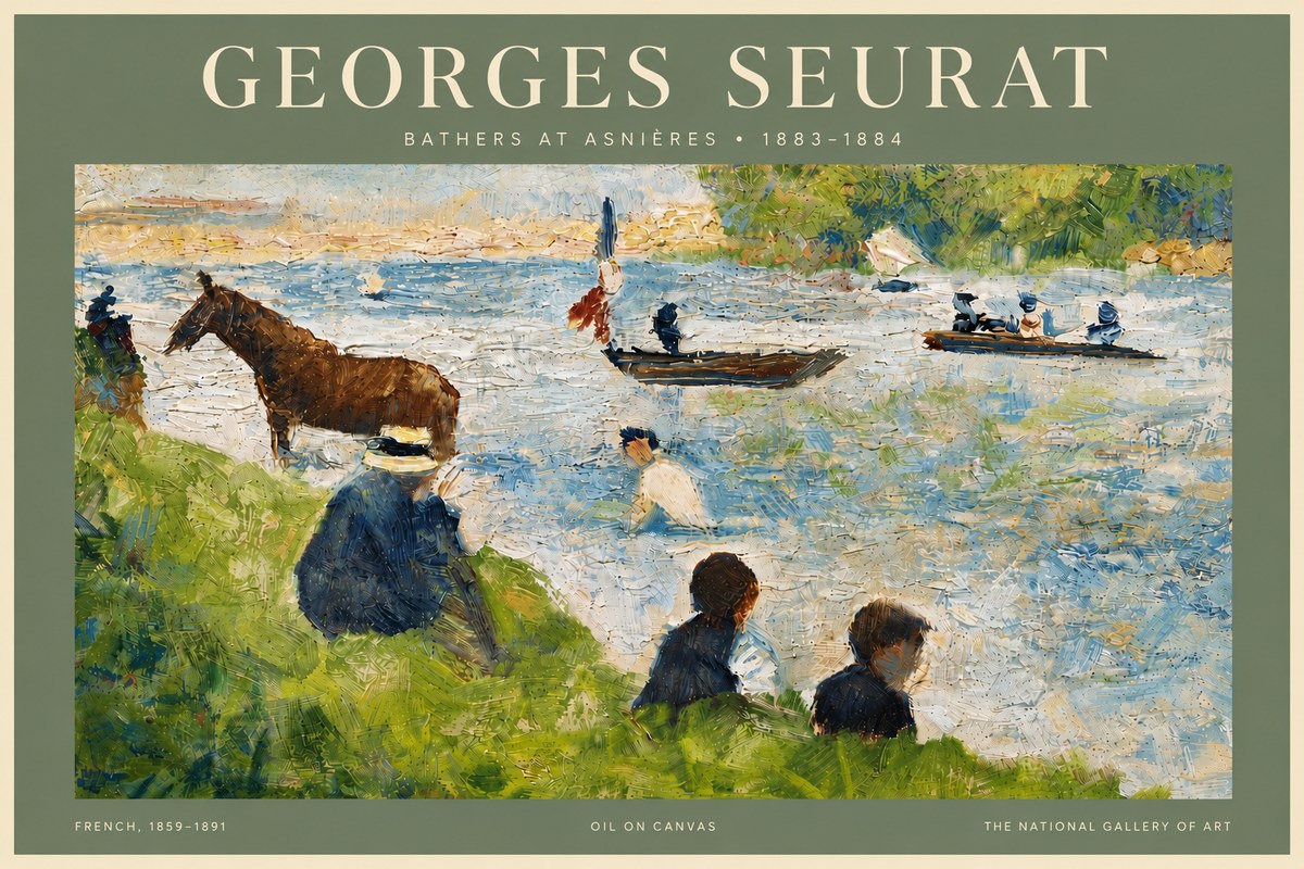 Seurat Bathers at Asnières II No6 - Poster