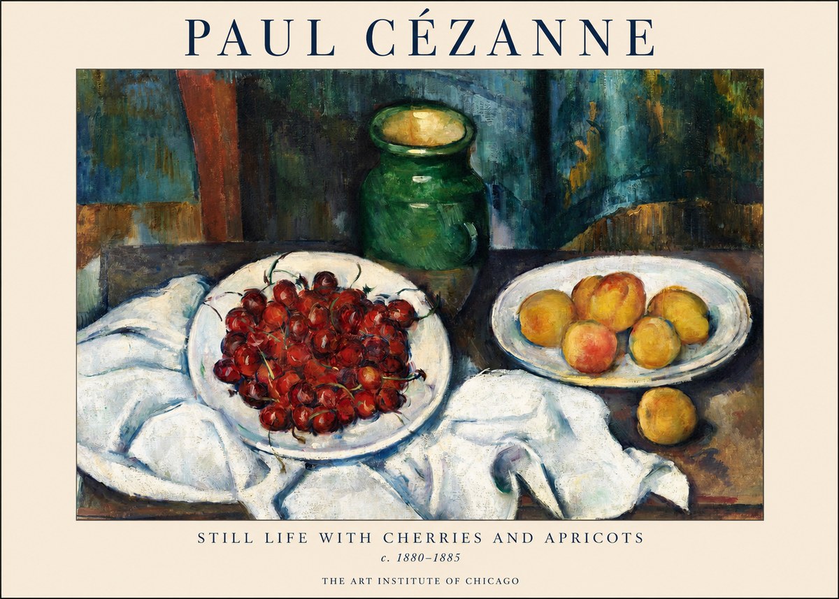 Paul Cézanne Still Life with Cherries and Apricots No1 - Poster