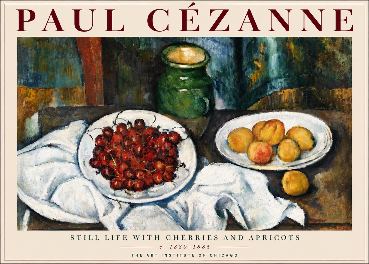 Paul Cézanne Still Life with Cherries and Apricots No6 - Poster
