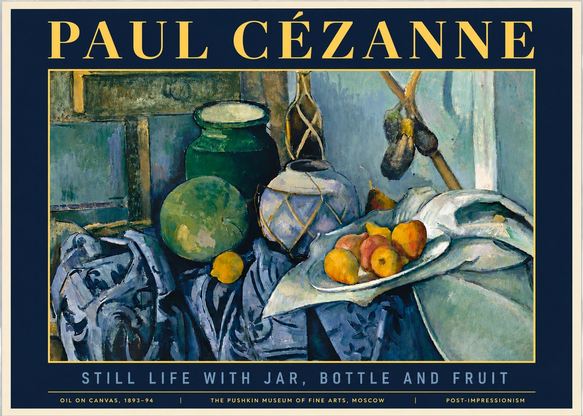 Paul Cézanne Still Life with Jar, Bottle and Fruit No6 - Poster