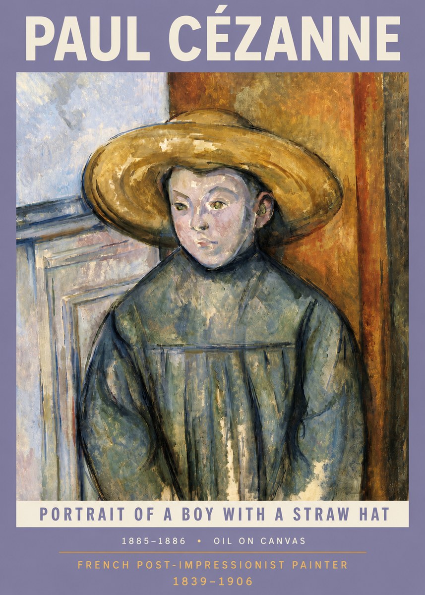 Paul Cézanne Portrait of a Boy with a Straw Hat No4 - Poster
