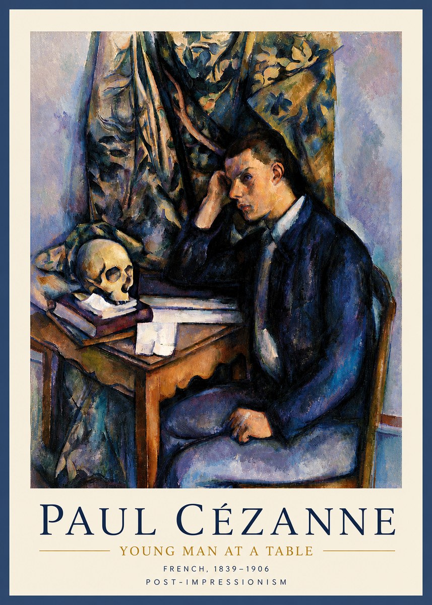 Paul Cézanne Young Man at a Table No3 - Poster