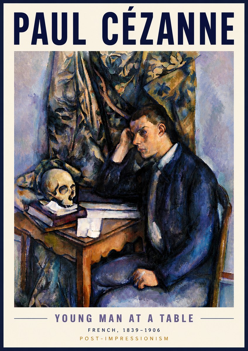 Paul Cézanne Young Man at a Table No5 - Poster