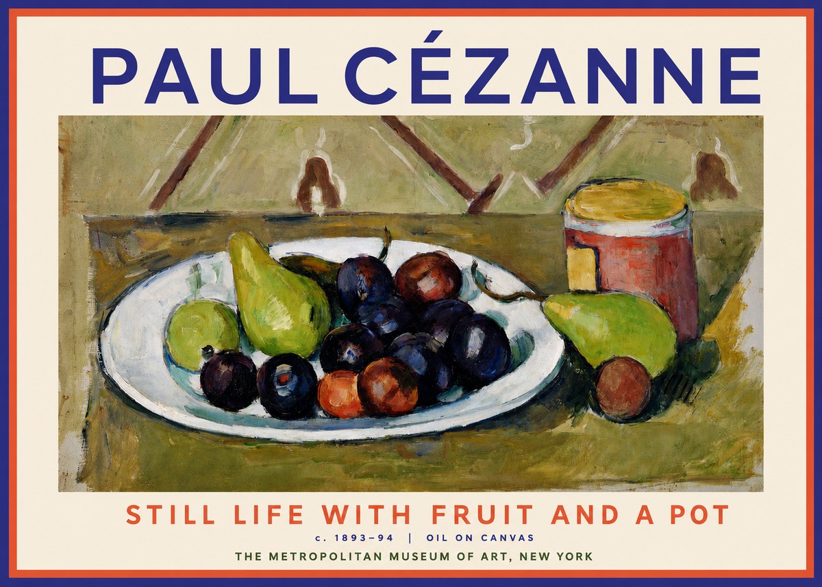 Paul Cézanne Still Life with Fruit and a Pot No2 - Poster