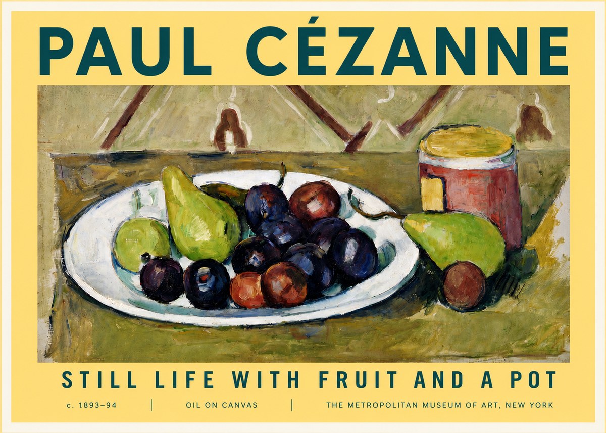 Paul Cézanne Still Life with Fruit and a Pot No3 - Poster