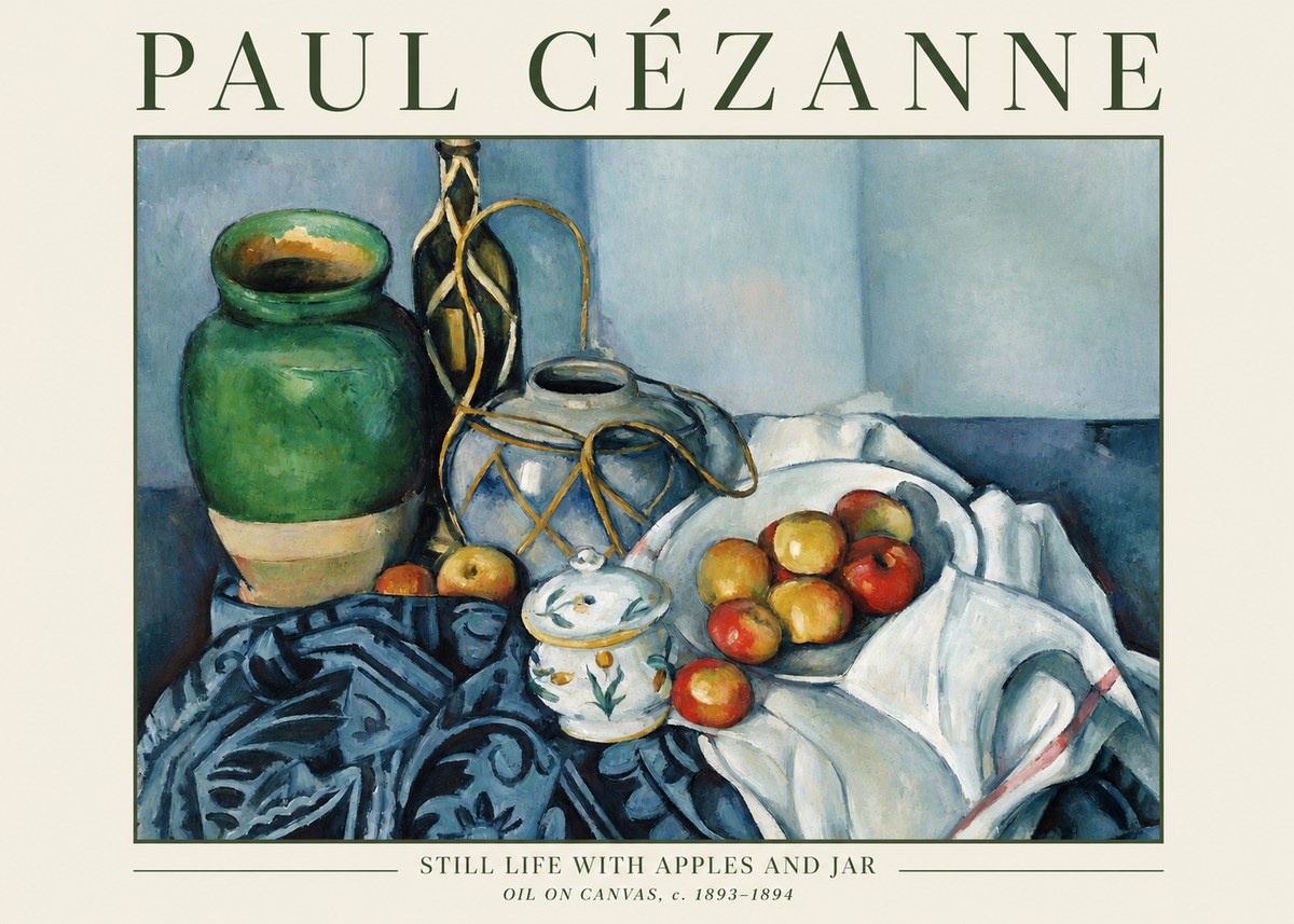 Paul Cézanne Still Life with Apples and Jar No1 - Poster