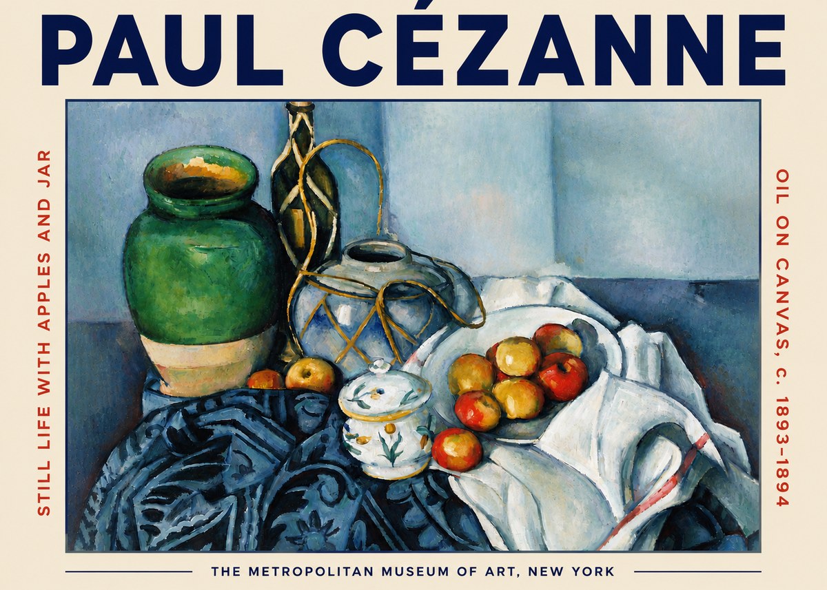 Paul Cézanne Still Life with Apples and Jar No4 - Poster