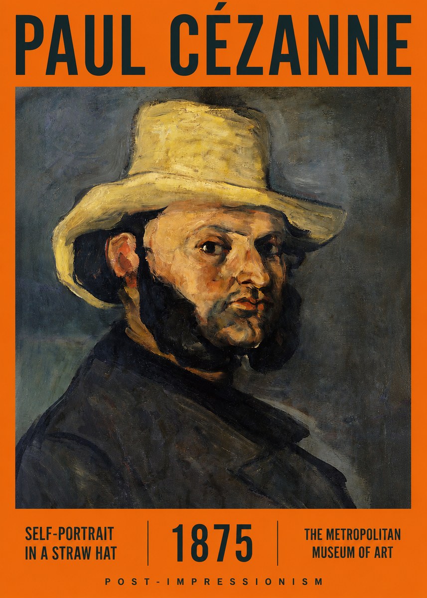 Paul Cézanne Self-portrait in a Straw Hat No2 - Poster
