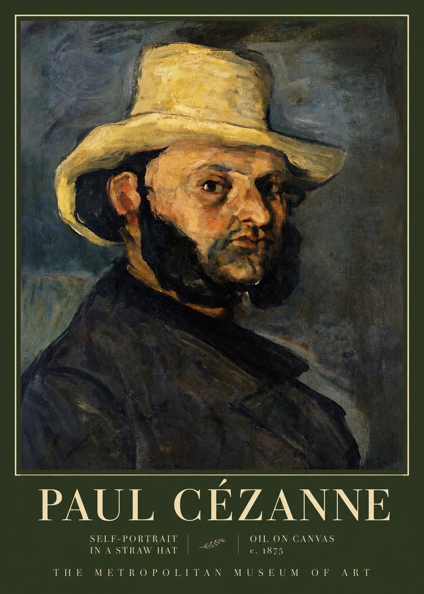 Paul Cézanne Self-portrait in a Straw Hat No3 - Poster