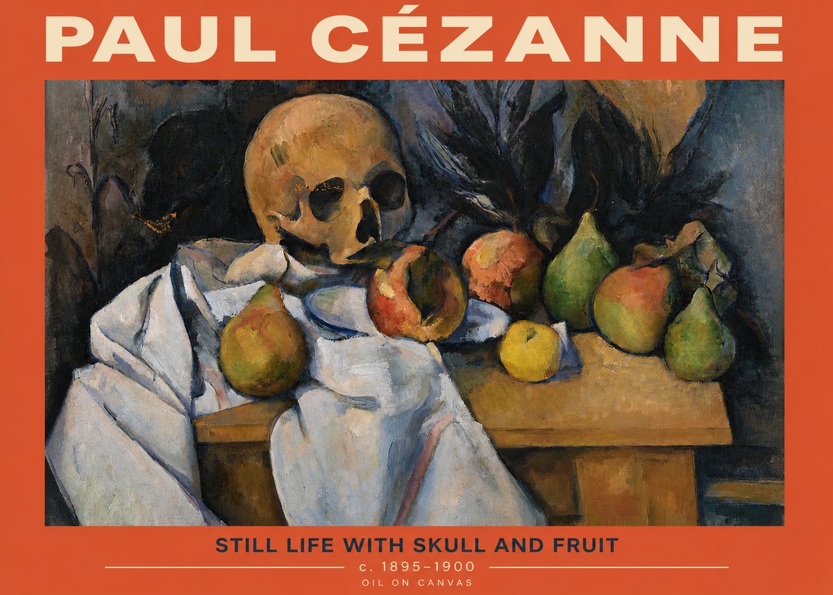 Paul Cézanne Still Life with Skull and Fruit No2 - Poster
