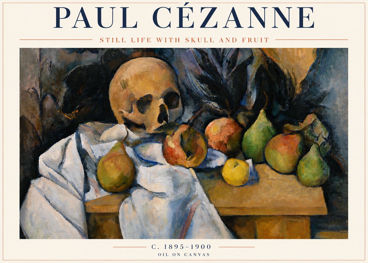 Paul Cézanne Still Life with Skull and Fruit No5 - Poster