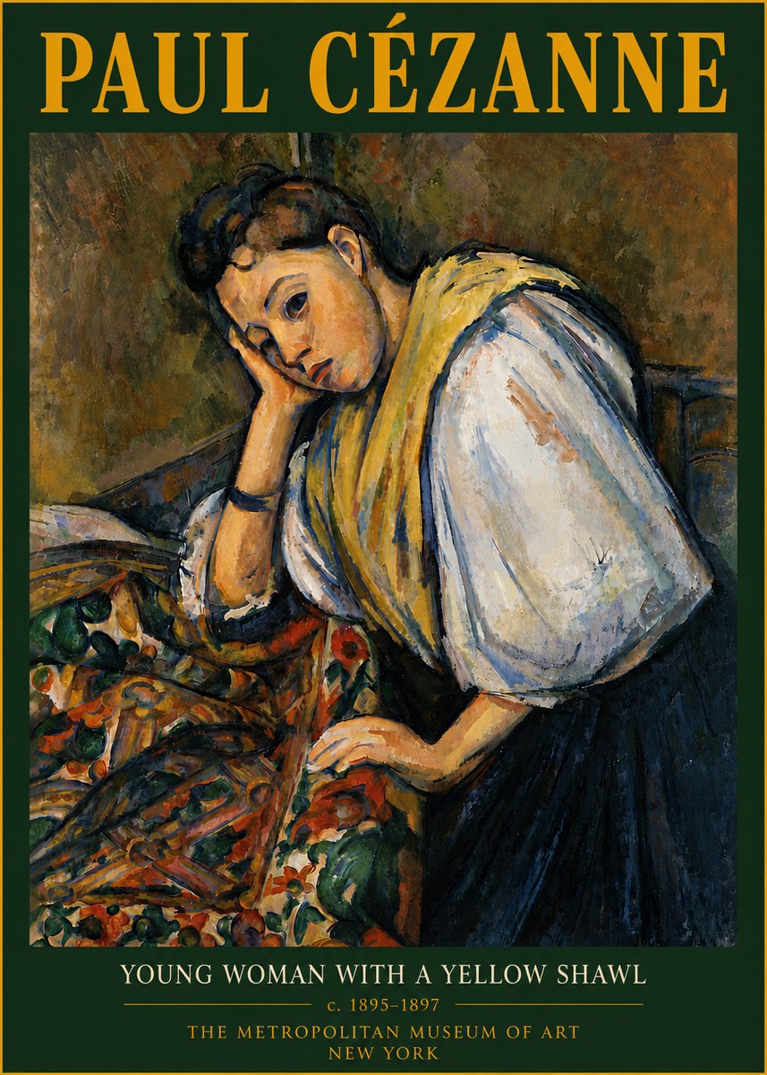 Paul Cézanne Young Woman with a Yellow Shawl No6 - Poster