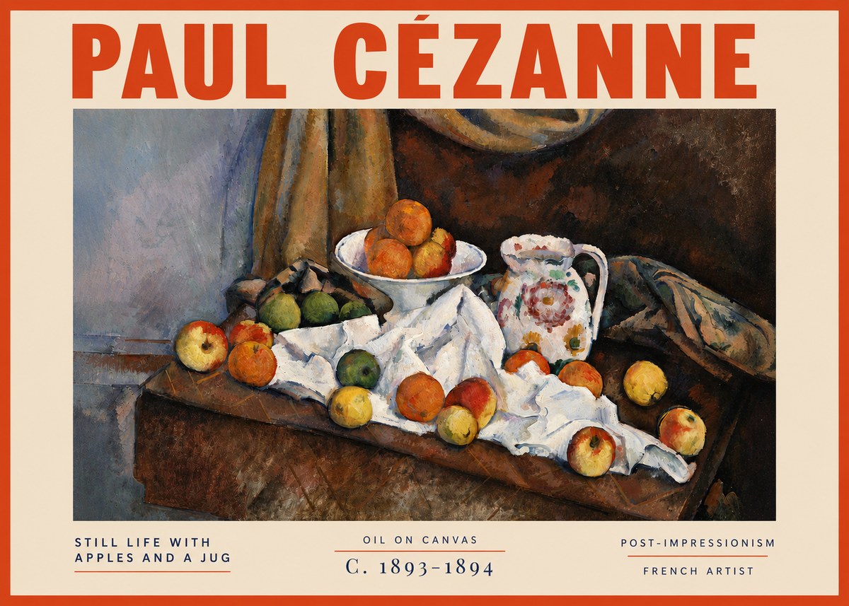Paul Cézanne Still Life with Apples and a Jug No5 - Poster