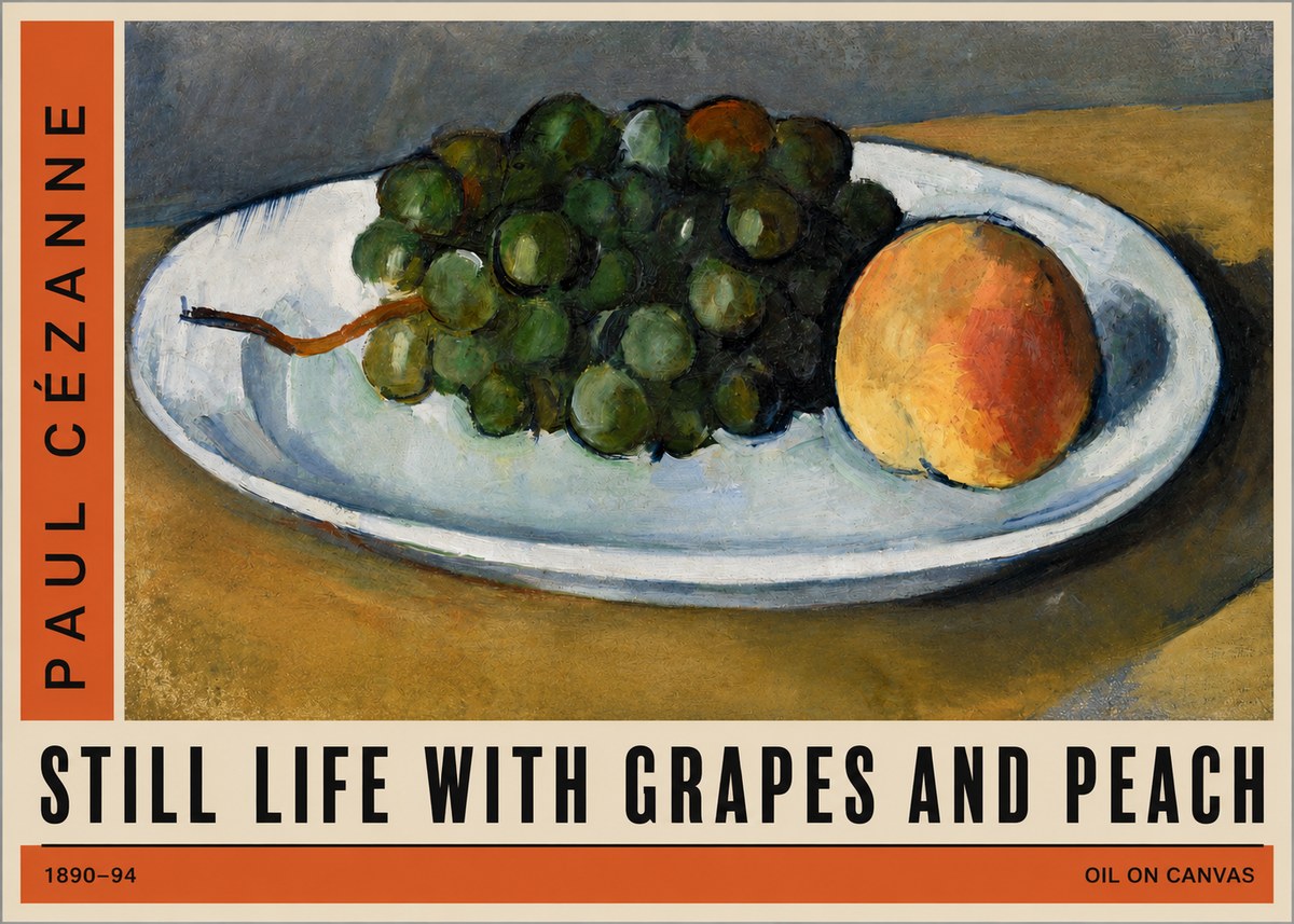 Paul Cézanne Still Life with Grapes and Peach No2 - Poster
