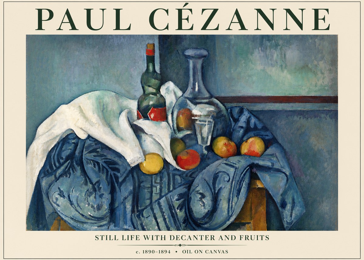 Paul Cézanne Still Life with Decanter and Fruits No3 - Poster