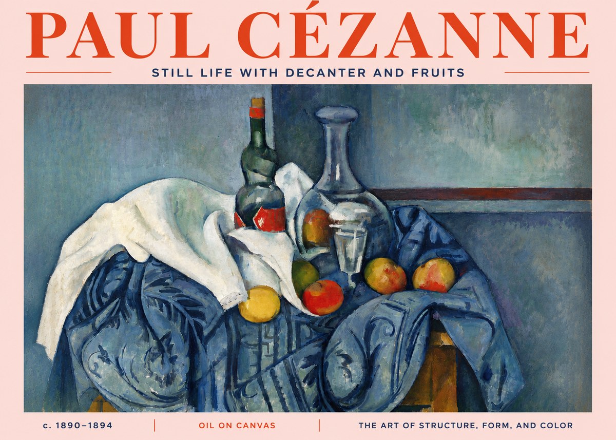 Paul Cézanne Still Life with Decanter and Fruits No4 - Poster