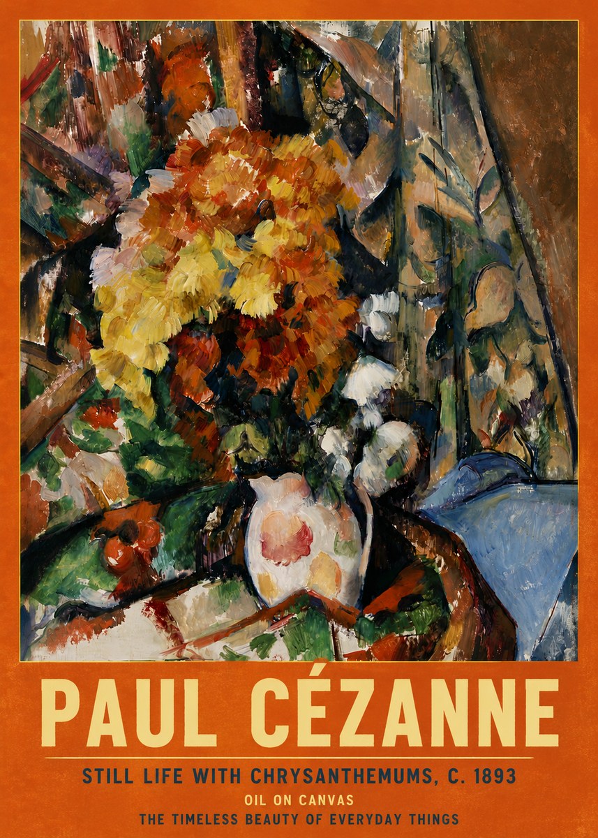 Paul Cézanne Still Life with Chrysanthemums No5 - Poster