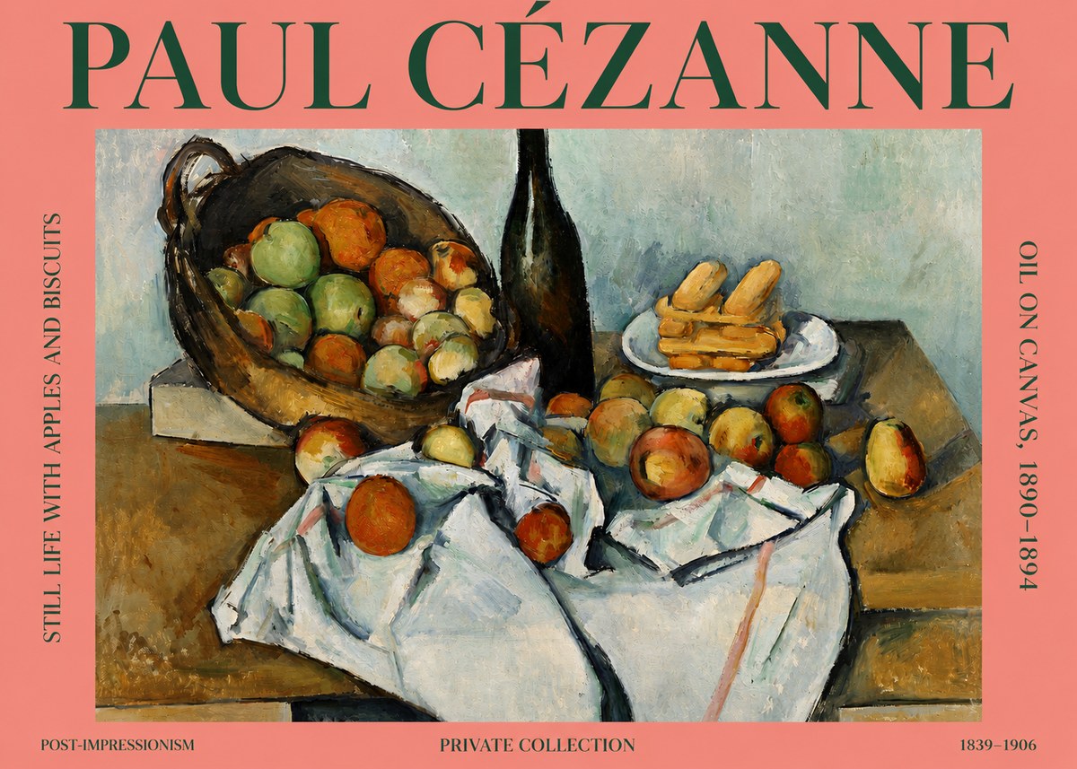 Paul Cézanne Still Life with Apples and Biscuits No3 - Poster