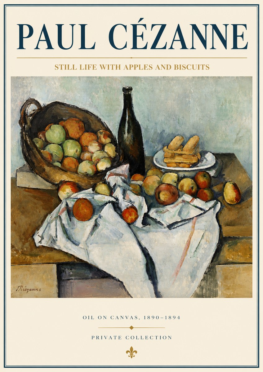 Paul Cézanne Still Life with Apples and Biscuits No4 - Poster