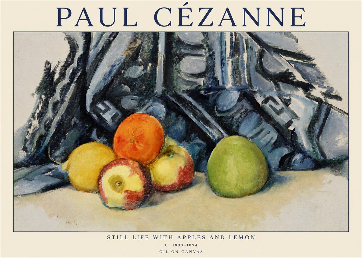 Paul Cézanne Still Life with Apples and Lemon No1 - Poster