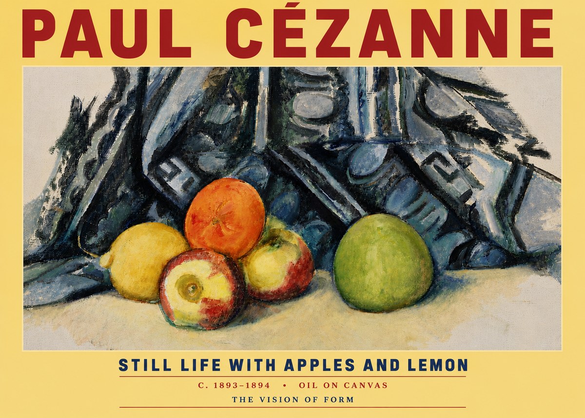 Paul Cézanne Still Life with Apples and Lemon No5 - Poster