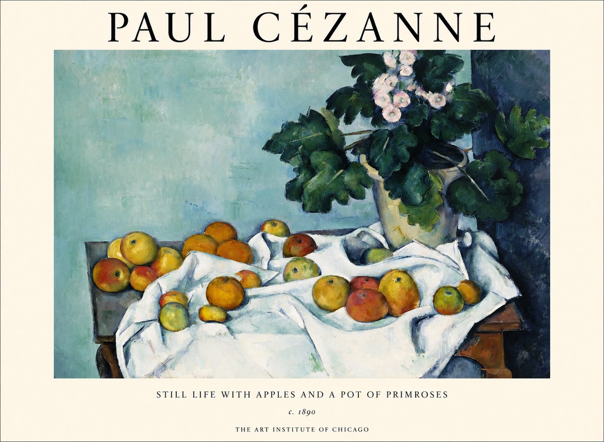 Paul Cézanne Still Life with Apples and a Pot of Primroses No1 - Poster