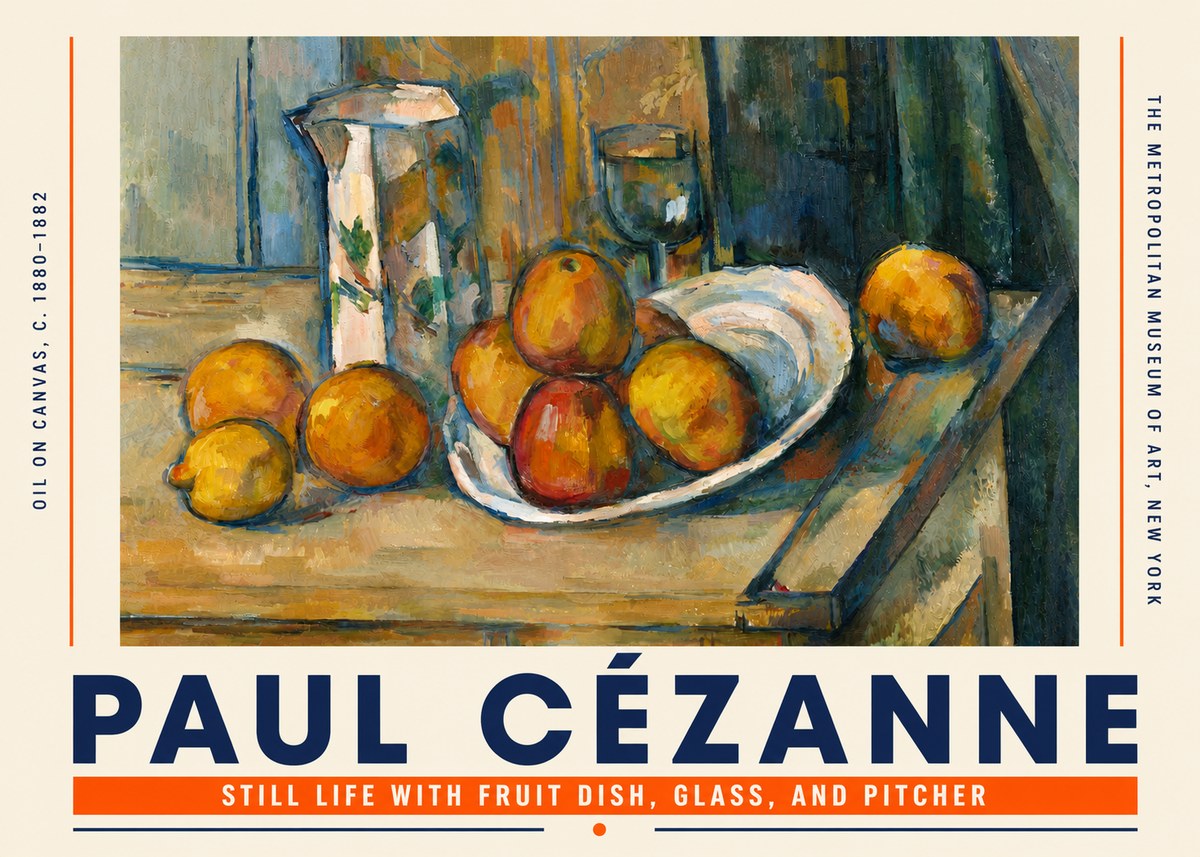 Paul Cézanne Still Life with Fruit Dish, Glass, and Pitcher No4 - Poster