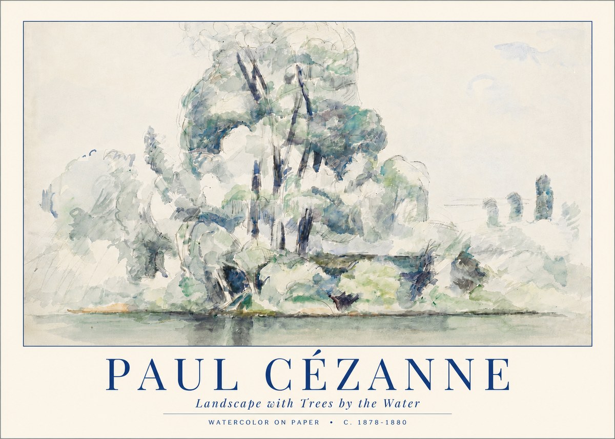 Paul Cézanne Landscape with Trees by the Water No3 - Poster