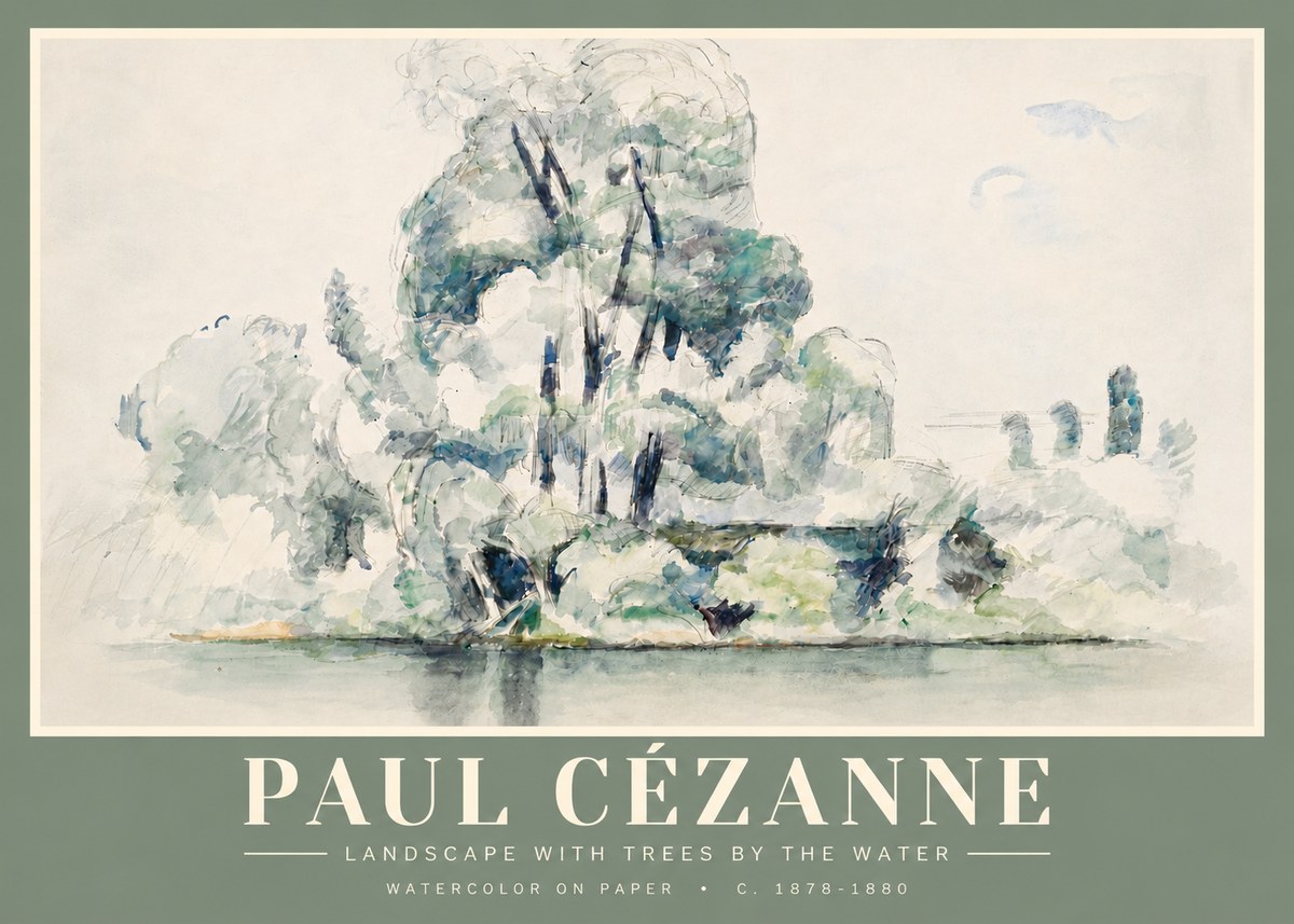 Paul Cézanne Landscape with Trees by the Water No4 - Poster