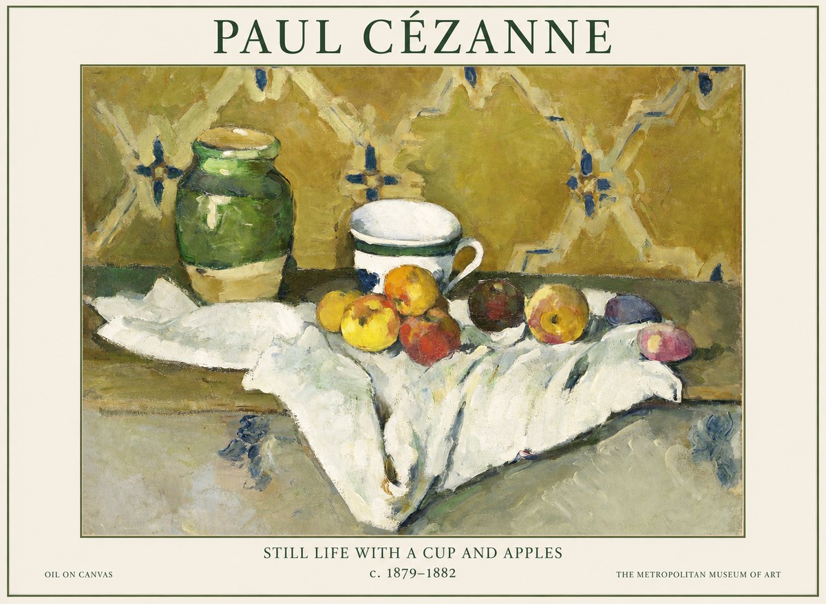 Paul Cézanne Still Life with a Cup and Apples No1 - Poster