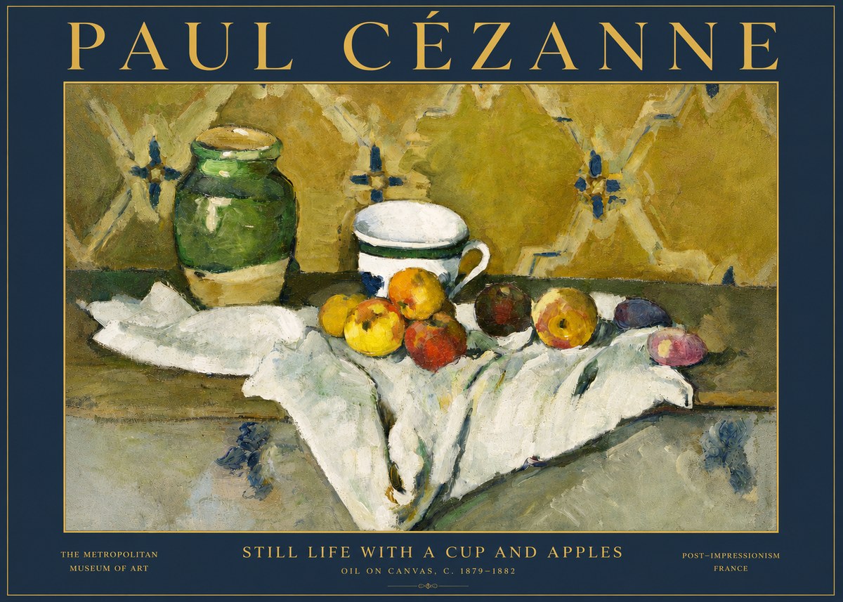 Paul Cézanne Still Life with a Cup and Apples No5 - Poster
