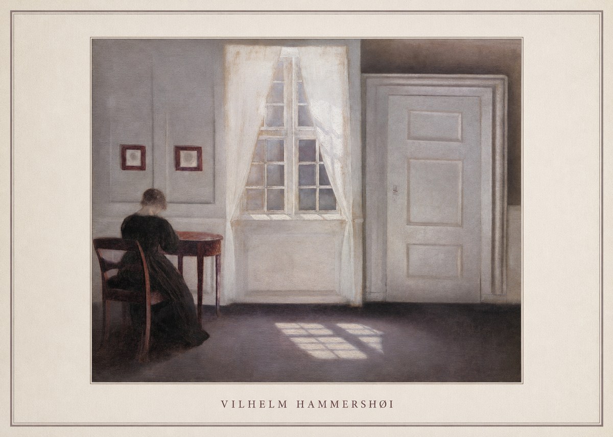 Vilhelm Hammershøi Interior with a Woman from the Back No4 - Poster