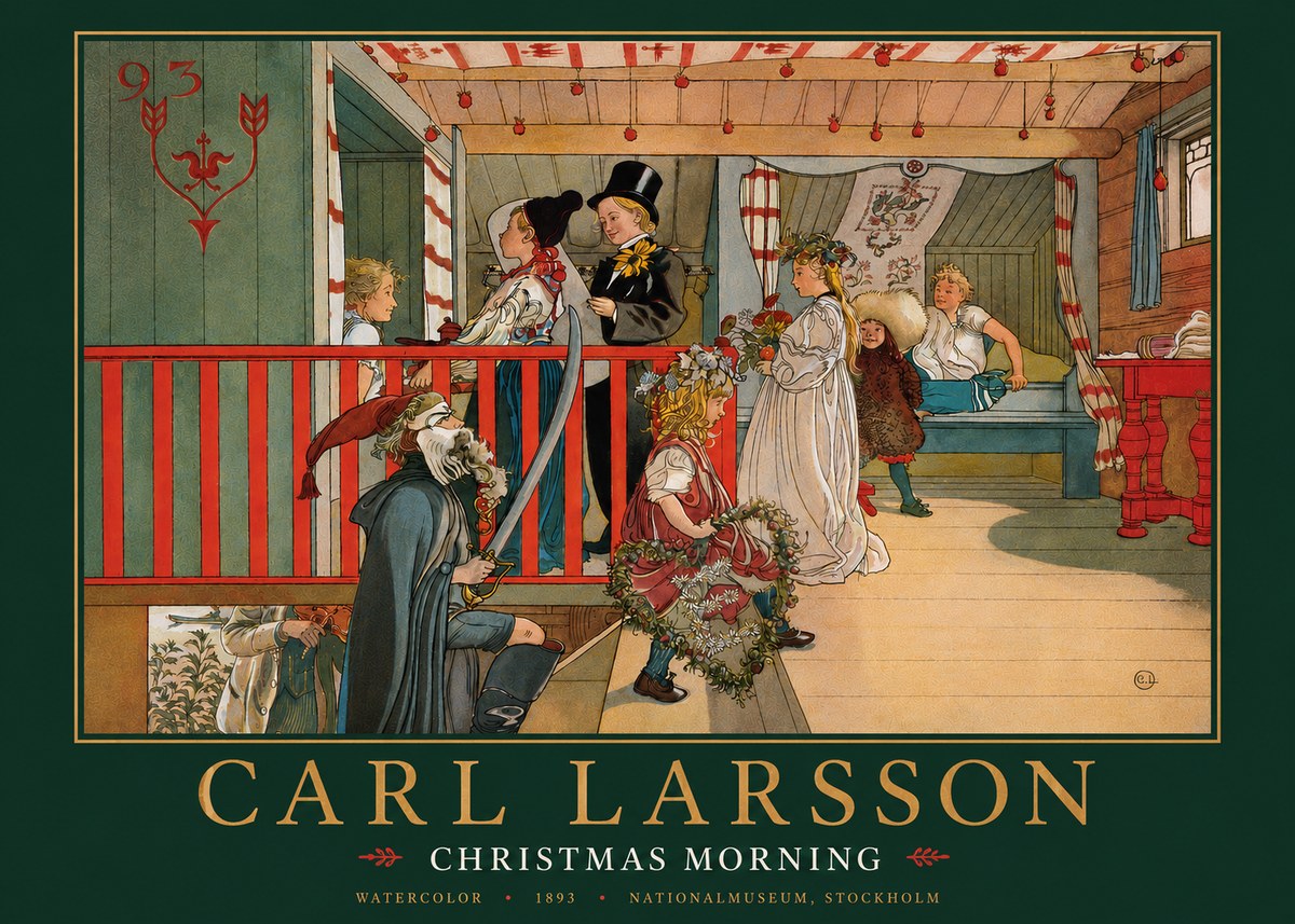Carl Larsson Children Bringing Flowers No5 - Poster