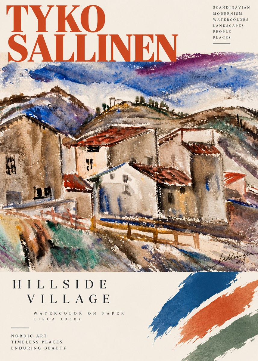 Tyko Sallinen Hillside Village No3 - Poster