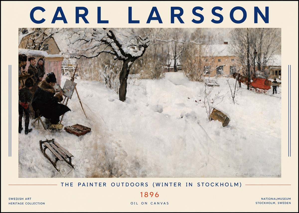 Carl Larsson The Painter Outdoors (Winter in Stockholm) No4 - Poster