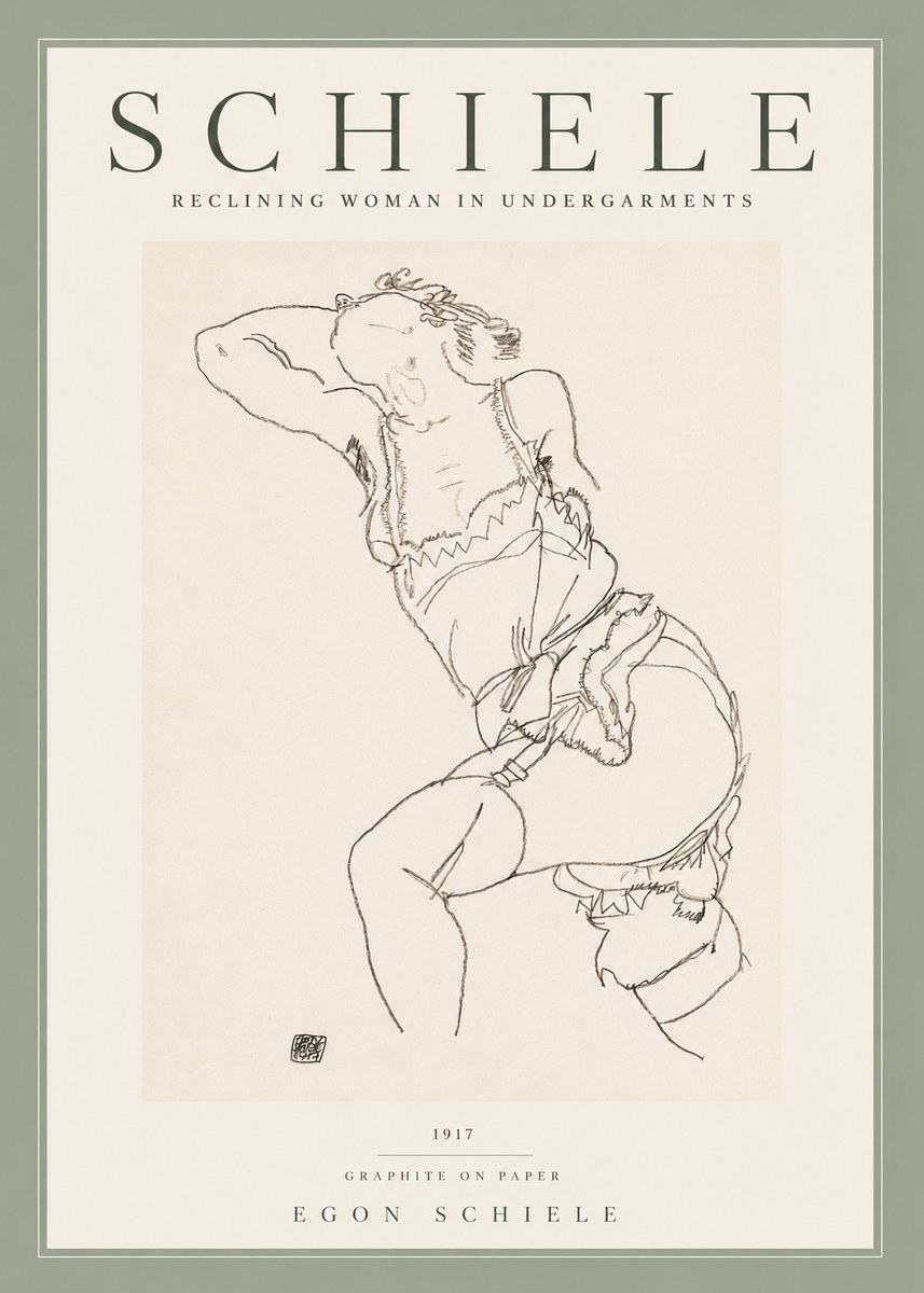 Schiele Reclining Woman in Undergarments No2 - Poster