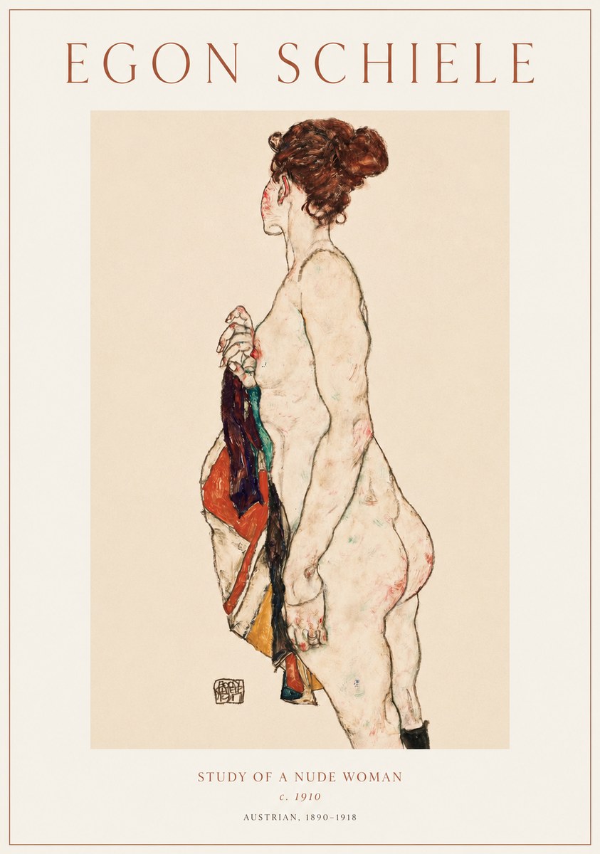 Schiele Study of a Nude Woman No1 - Poster