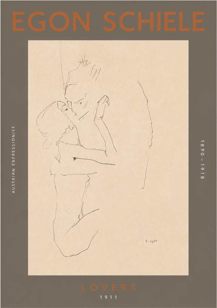 Schiele Lovers No4 - Poster