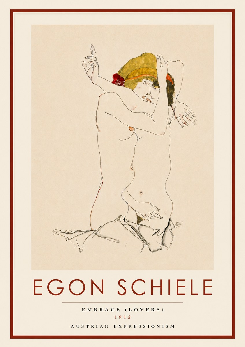 Schiele Embrace (Lovers) No3 - Poster
