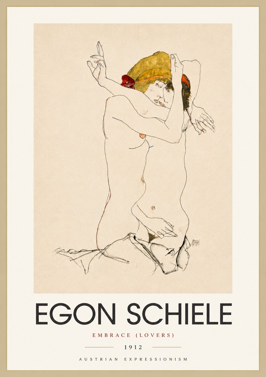 Schiele Embrace (Lovers) No4 - Poster
