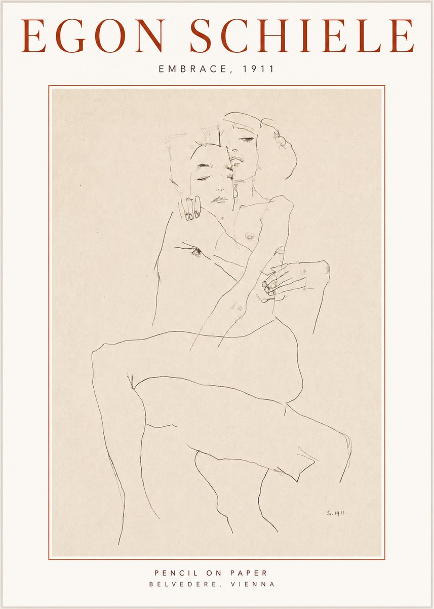 Schiele Embrace, 1911 No3 - Poster