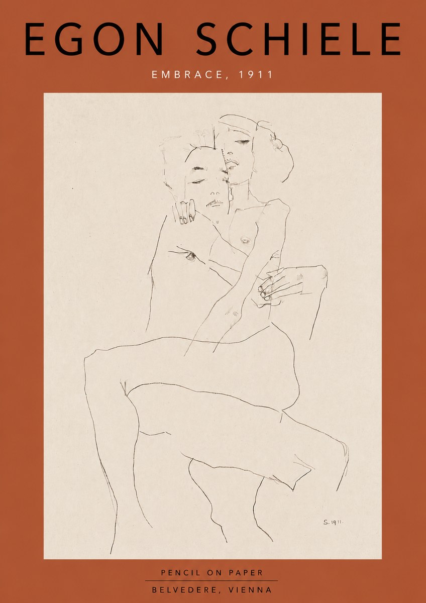 Schiele Embrace, 1911 No6 - Poster