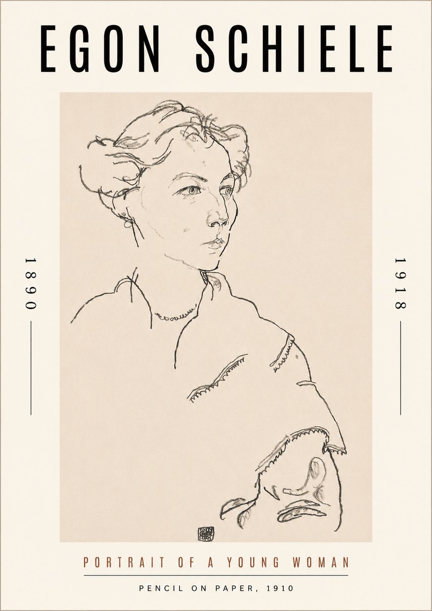 Schiele Portrait of a Young Woman No3 - Poster